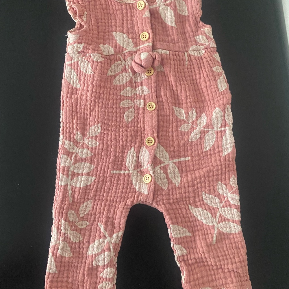 Pink Leaf Patterned Baby Romper 6-9 months
